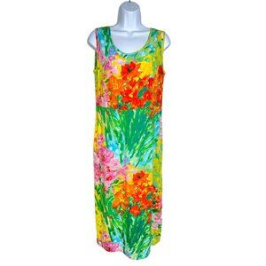 Vintage Jams World Janis Dress Banquet Burst Midi Tank Boho Travel Multicolor XS